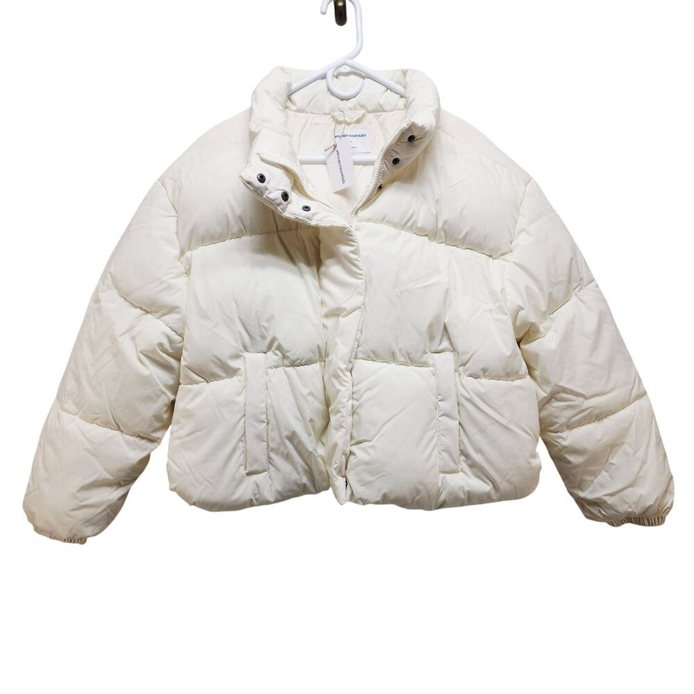 Womens Size 2X White Puffer Jacket With Pockets